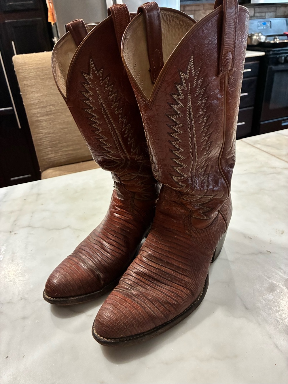 Dan Post Genuine Lizard Skin Cowboy Western Boots Mens Size 9.5 D